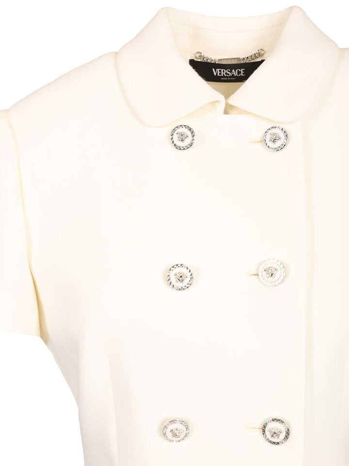 Versace Fitted Jacket In Double Wool Crêpe Giacche - Bianco | 613d735ff55a70d63b0cfae2f71d2b26584556eb