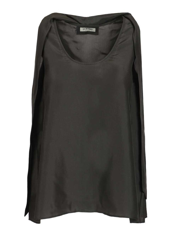 Sleeveless Silk Top Top Grey