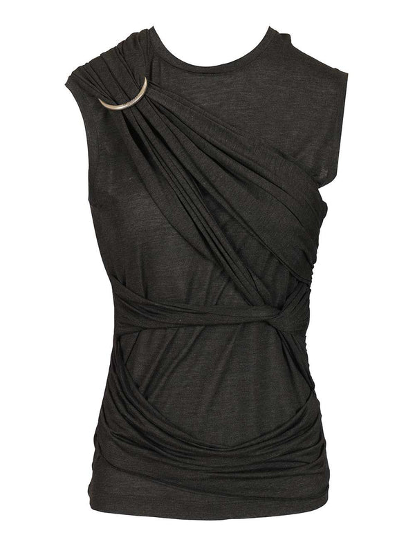 Draped Tank Top Top Nero