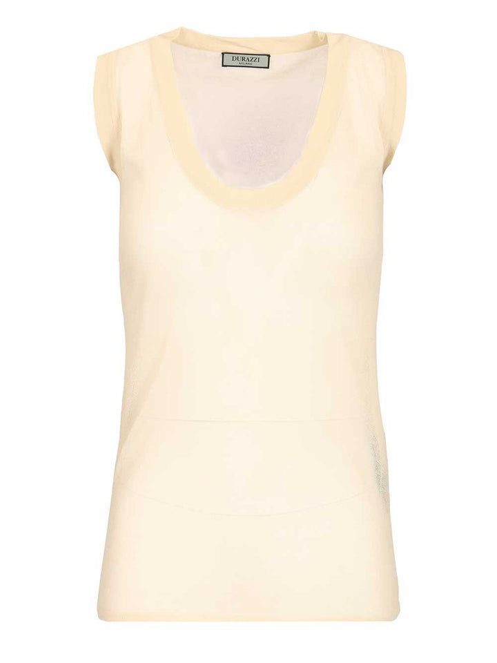Durazzi Milano Semi-Sheer Tank Top Top - Beige | 68a70c786665d12cd5143eeb2a328a314da9271e