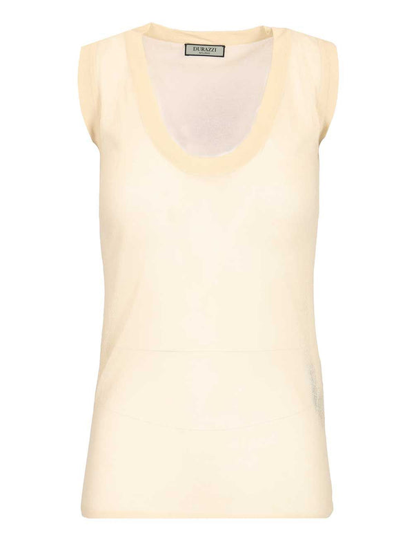 Semi-Sheer Tank Top Top Beige