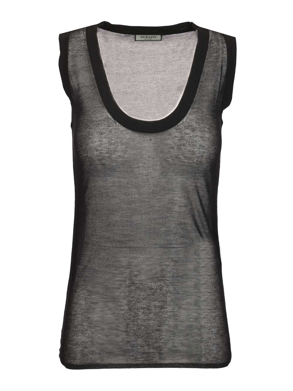 Durazzi Milano Semi-Sheer Tank Top Top - Nero | 544f0918292bbae64f1f30f46ecf4dd5bc70e8bf