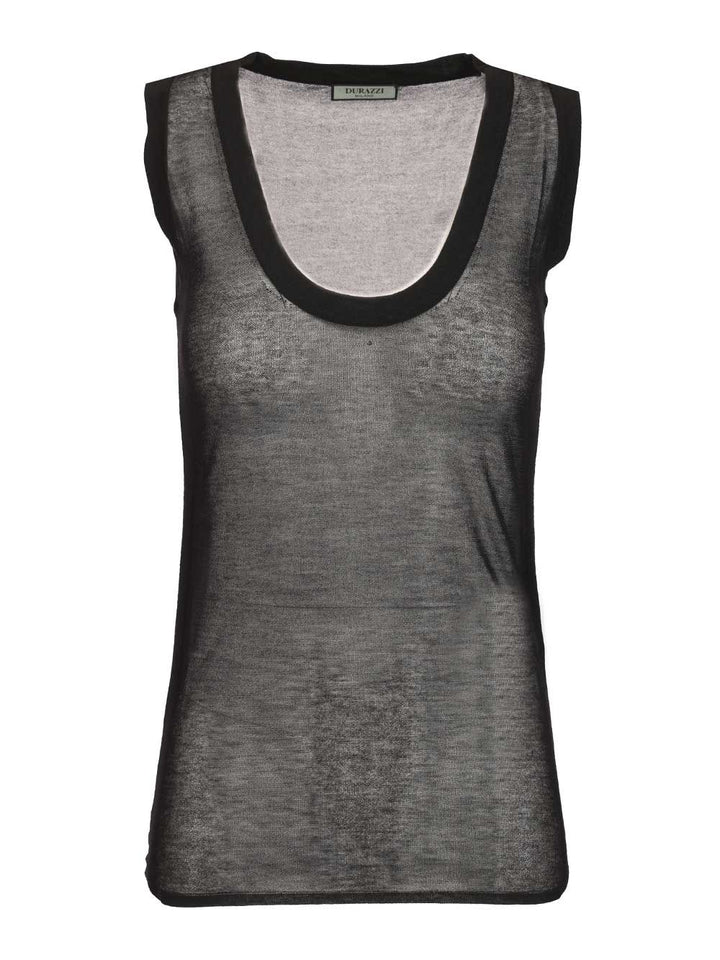 Durazzi Milano Semi-Sheer Tank Top Top - Nero | 544f0918292bbae64f1f30f46ecf4dd5bc70e8bf