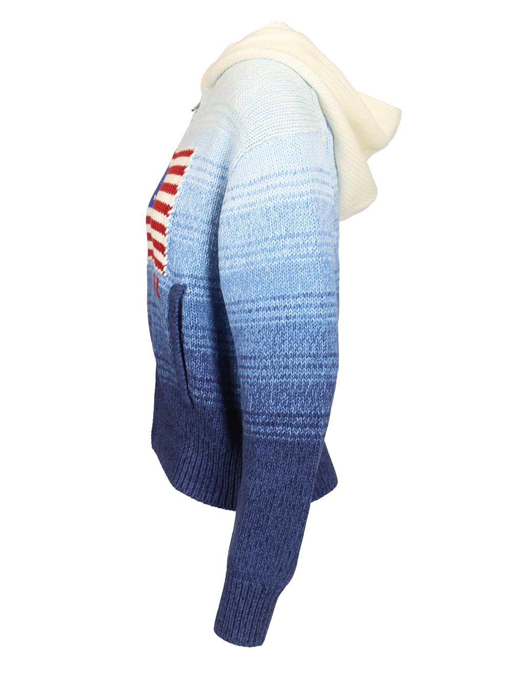 Polo Ralph Lauren Ombre Cotton Hoodie Knitwear - Blu | 27a3ac71099170b876b7ffbf29ee9cc1ac709854