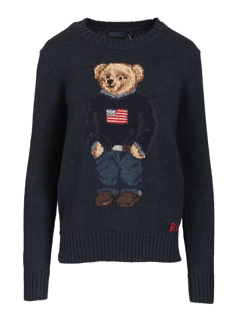 Polo Ralph Lauren Polo Bear Sweater In Cotton And Linen Knitwear - Blu | 0008c42c1a057e6d6ed1a7008cbd2c9fa102563a