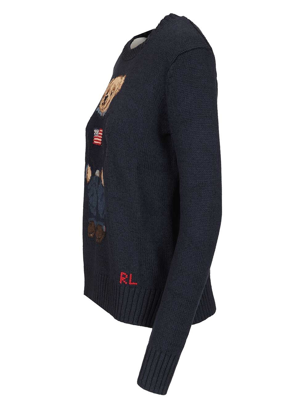 Polo Ralph Lauren Polo Bear Sweater In Cotton And Linen Knitwear - Blu | e875a561fbae6bf77408abb257e3ef4d3b799d5e