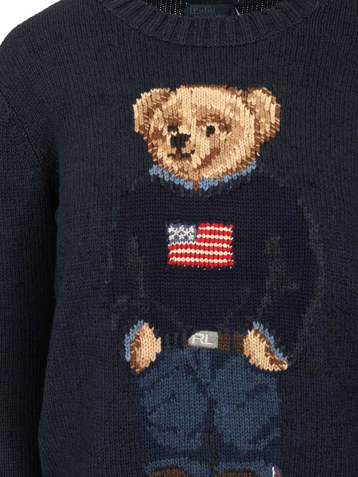 Polo Ralph Lauren Polo Bear Sweater In Cotton And Linen Knitwear - Blu | 0fa6a7ce748dbf81c95b14cd7875f4645ca037f3