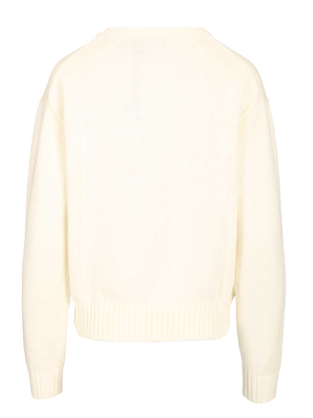 Polo Ralph Lauren Polo Bear Cotton Pullover With Inlays Knitwear - Bianco | 38ad4e8a2b5ce9e27cd801f9e721c9830f10a4da
