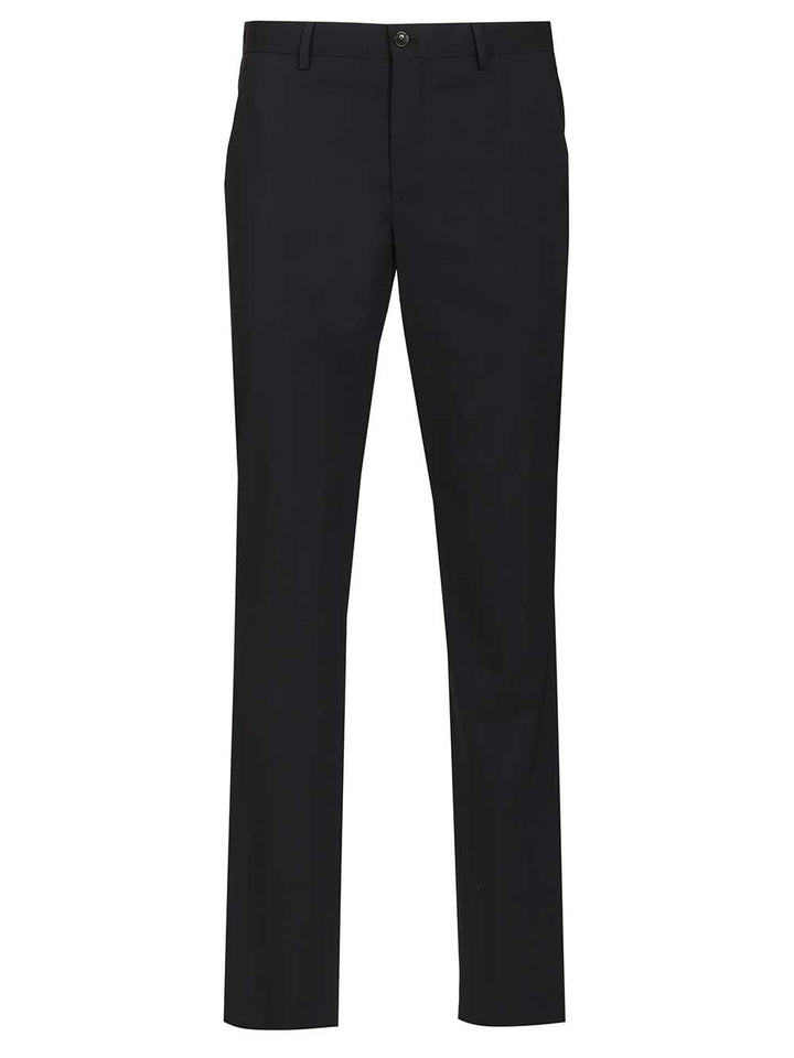 Giorgio Armani Flat Front  In Virgin Wool Trousers - Blu | d3cd6d8efa91b73353b12f3ab4893a1aaba4f016