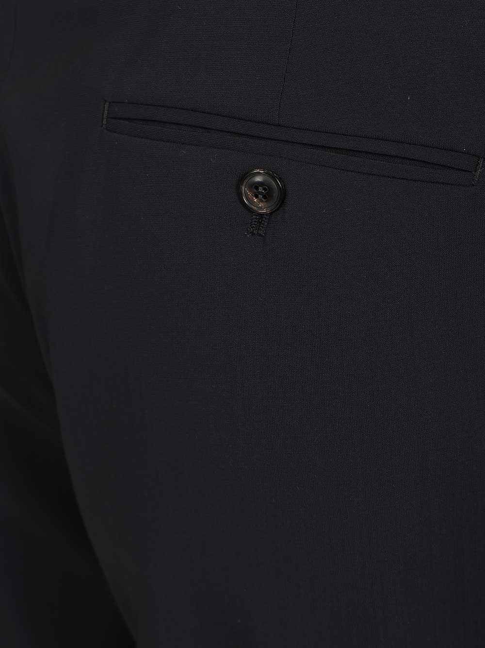Giorgio Armani Flat Front  In Virgin Wool Trousers - Blu | 6ef1fadbed80718fe35a29764ff943fddf5aa2c8