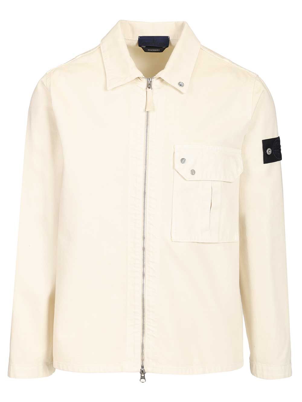 Stone Island Denim Research Cotton Denim Overshirt Shirts - Bianco | 599830698b83814a48ab77c42b85081d812e4e41