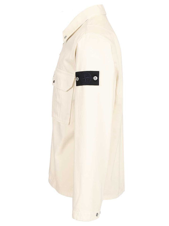 Stone Island Denim Research Cotton Denim Overshirt Shirts - Bianco | 4fc1b0571c5ed1baf40e8e04dce5a0ebf6e2a161