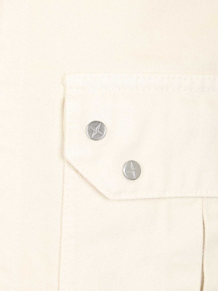 Stone Island Denim Research Cotton Denim Overshirt Shirts - Bianco | 380aa3d45a592c78583b7d15a684c1bd59fae761
