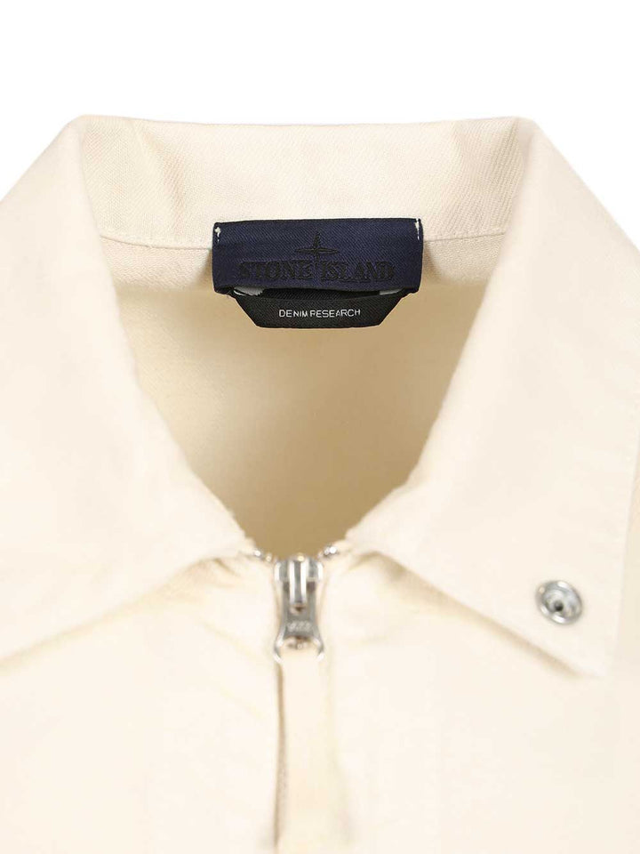 Stone Island Denim Research Cotton Denim Overshirt Shirts - Bianco | 7b605082902261d85d8075ad625980ded34982b7