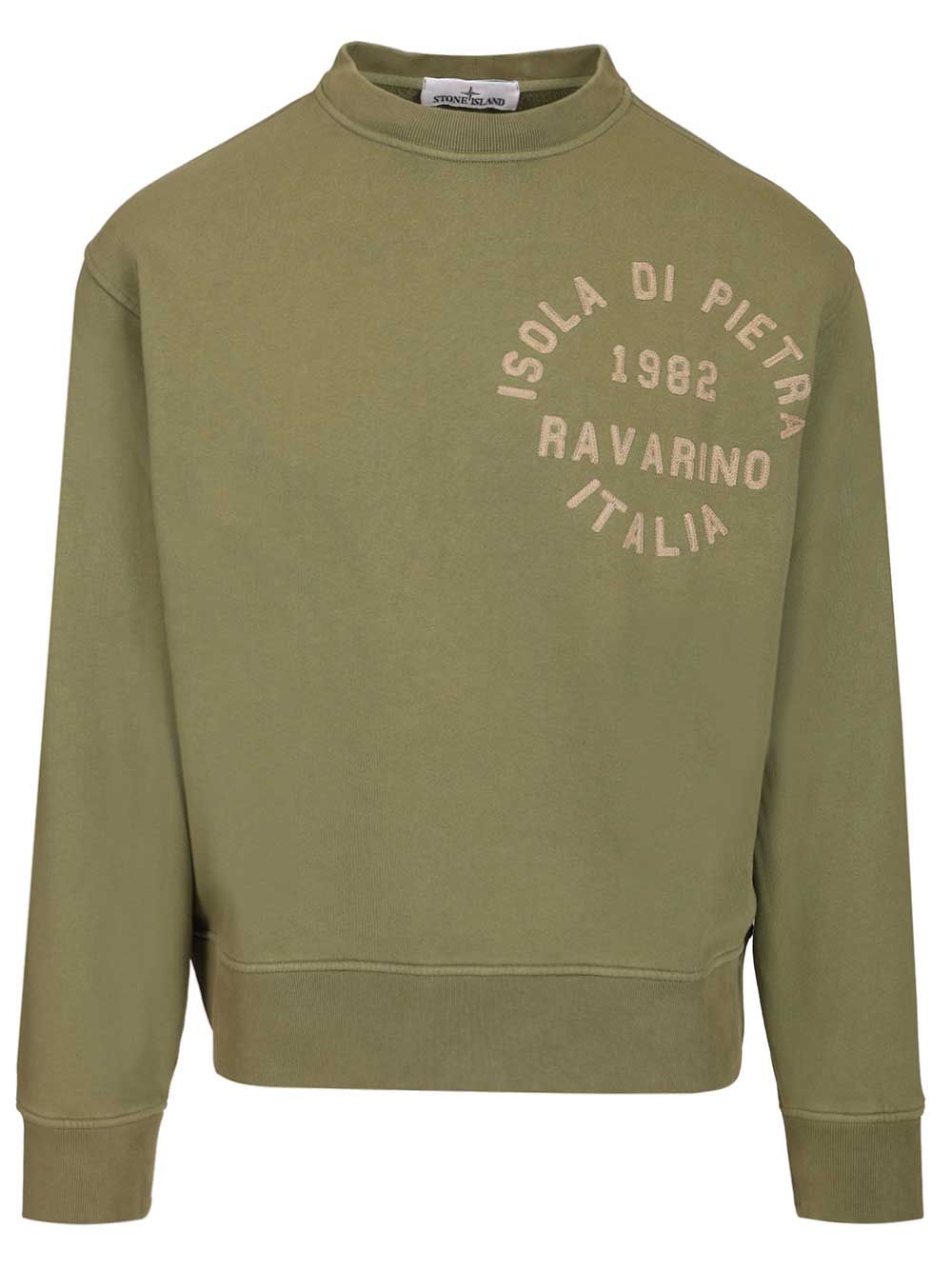 Stone Island Organic Cotton Crewneck Sweatshirt Sweatshirts - Verde | daa8e6dc2e96892eb7293ea8941076c33f7c8884