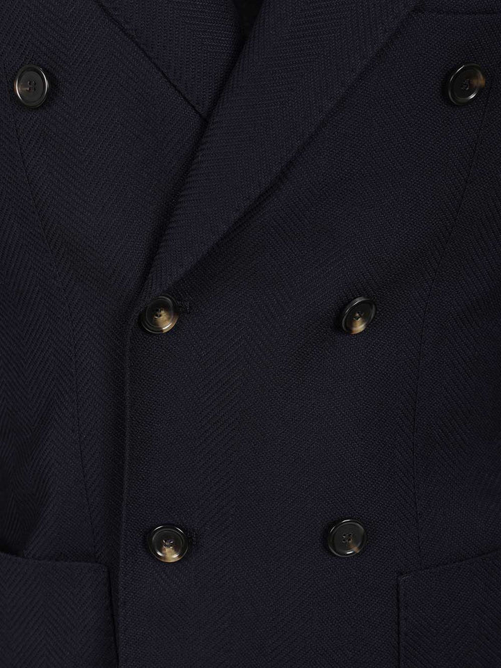 Al Duca D'Aosta Double-Breasted Wool Herringbone Blazer Abiti - Blu | 17be7b7126e270dcf466b2793eeae3f71777a120