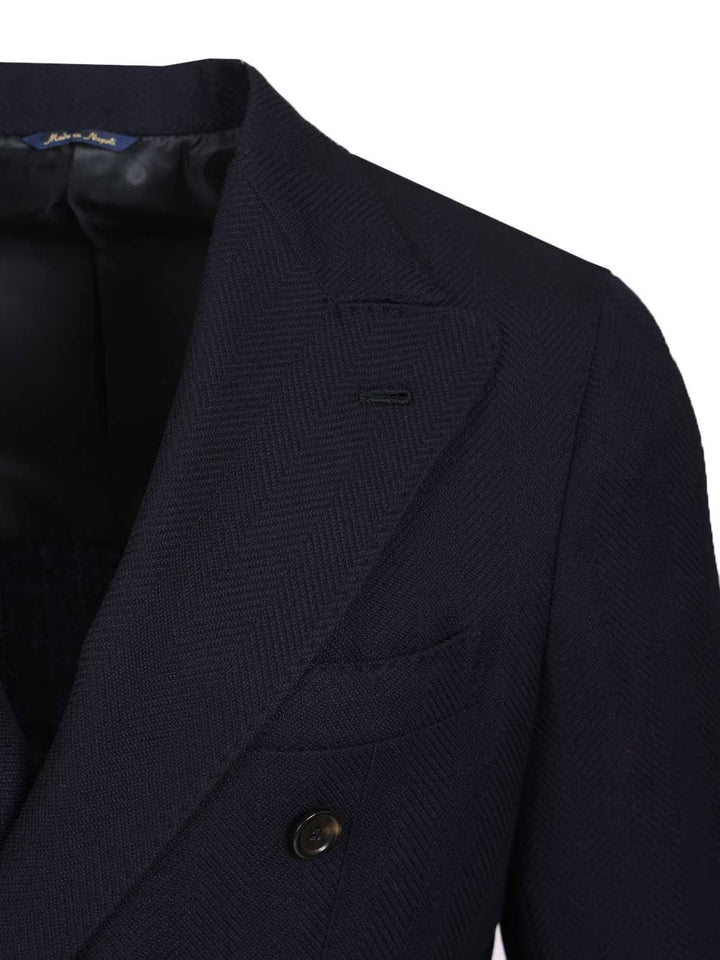 Al Duca D'Aosta Double-Breasted Wool Herringbone Blazer Abiti - Blu | 00d05638e0c3277a2ce9f4c30d08bcb35137375e