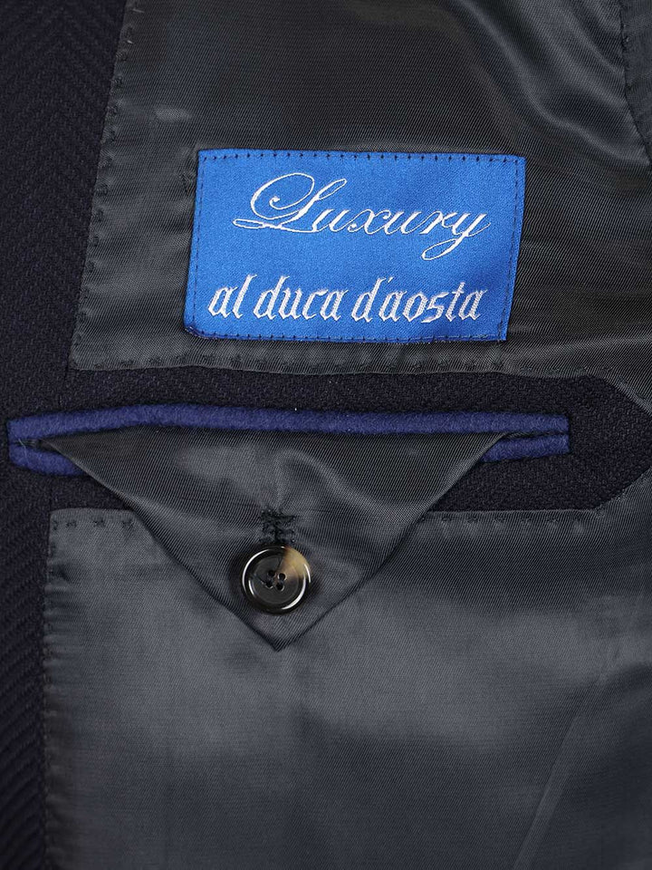Al Duca D'Aosta Double-Breasted Wool Herringbone Blazer Abiti - Blu | 33a54aad4089b9e85799e06b39081a174c18e2e7