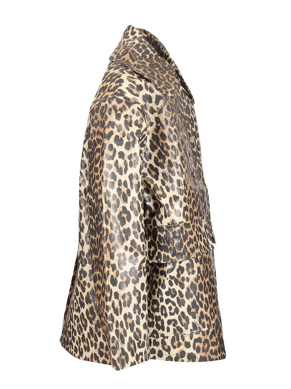 Ganni Leopard Laminated Cotton Jacket Giacche - Animalier | f6bd901524b741729e722e5750f5411b3abf973b
