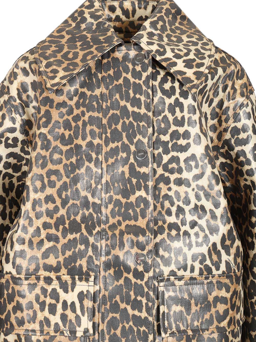 Ganni Leopard Laminated Cotton Jacket Giacche - Animalier | 01cd6061e09187fb23ce4a577d6f86b5c75b1d1f