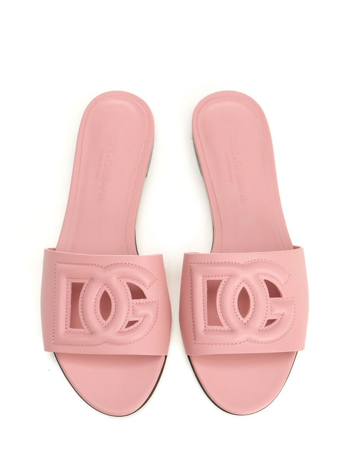 Dolce & Gabbana Calfskin Slides With Dg Logo Sandali - Rose | 719ed8d84e1dd2d0896fc91ec6188497d34e4c1b
