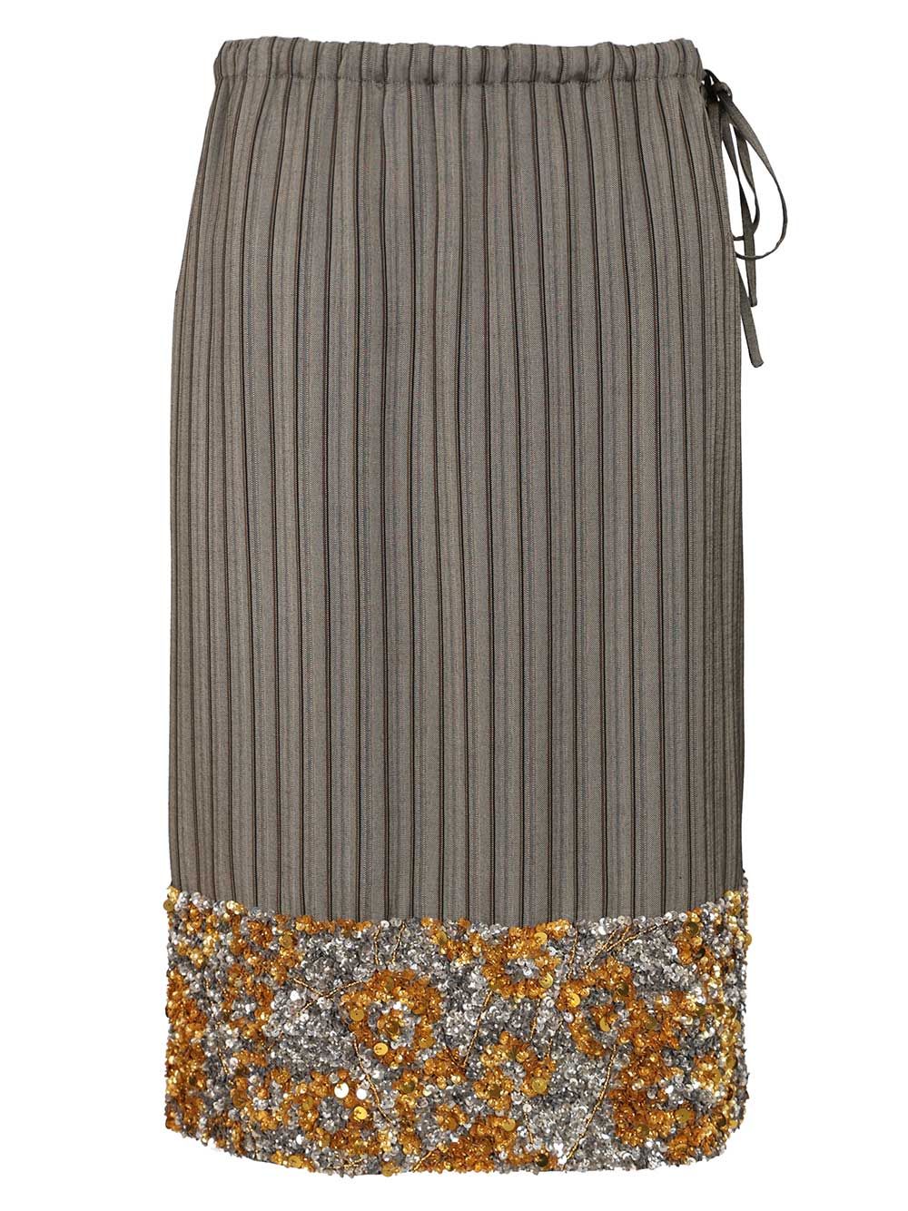 Dries Van Noten Striped Midi Skirt With Sequins Gonne - Grey | f2d3af9ca318cccc978c1aef236032241bf486cd
