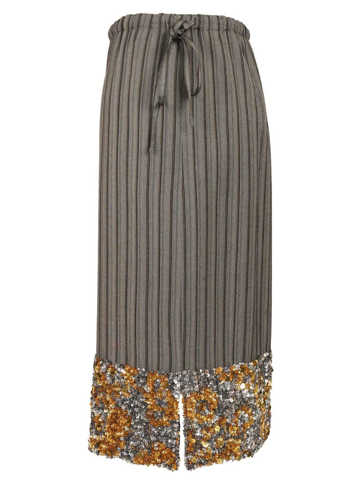 Dries Van Noten Striped Midi Skirt With Sequins Gonne - Grey | f5bd70c62277abe5a98caaedc42c7f8107743425