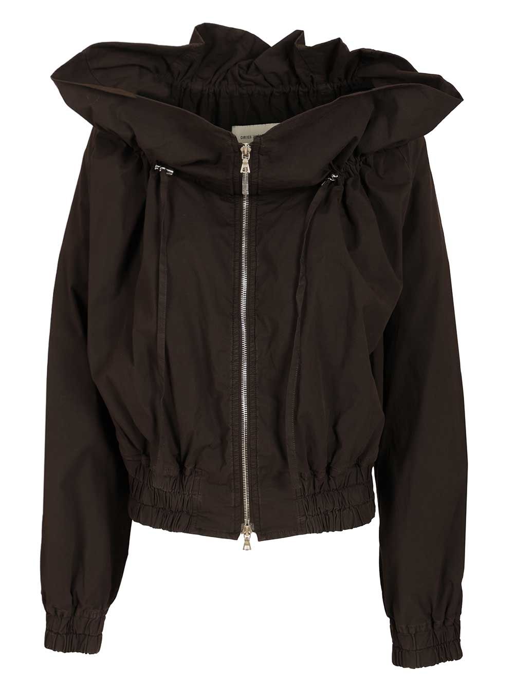 Dries Van Noten Cotton Blend Ruffled Jacket Giacche - Marrone | 8dbc431ec5dc9a7f33b77dfdcd9c067b0e562a8e