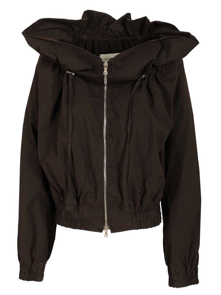 Dries Van Noten Cotton Blend Ruffled Jacket Giacche - Marrone | 8dbc431ec5dc9a7f33b77dfdcd9c067b0e562a8e