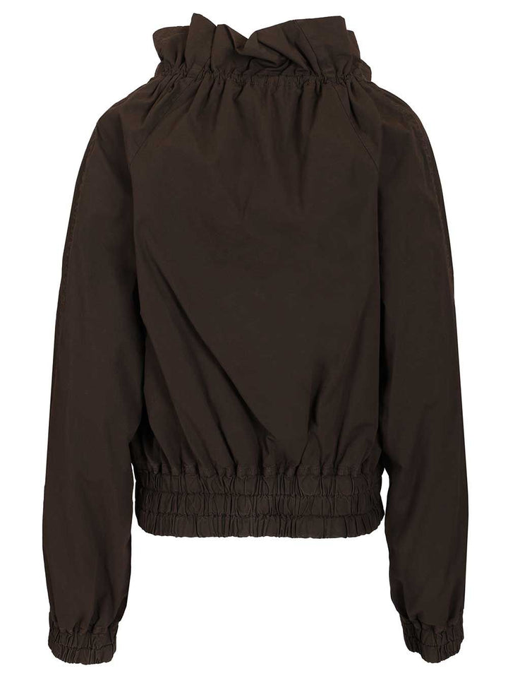Dries Van Noten Cotton Blend Ruffled Jacket Giacche - Marrone | 984bae6982639f863e9445b15386afbc3c67e214