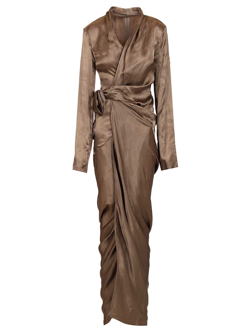 Rick Owens Wrap Gown Dress Abiti - Marrone | 732ce29f93e59d8606769aa25e65f97a87d67cbf
