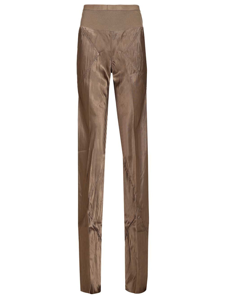 Rick Owens Bias Satin Flared Trousers - Beige | 2378f7add919578f4411148f4f834e4f515b6e5c