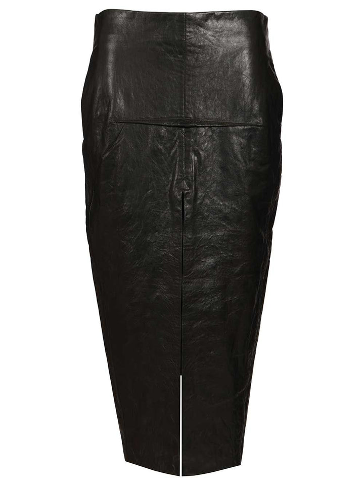 Rick Owens Leather Long Skirt Gonne - Nero | 1544a96268eb7218119691421d8501157d3fed4b
