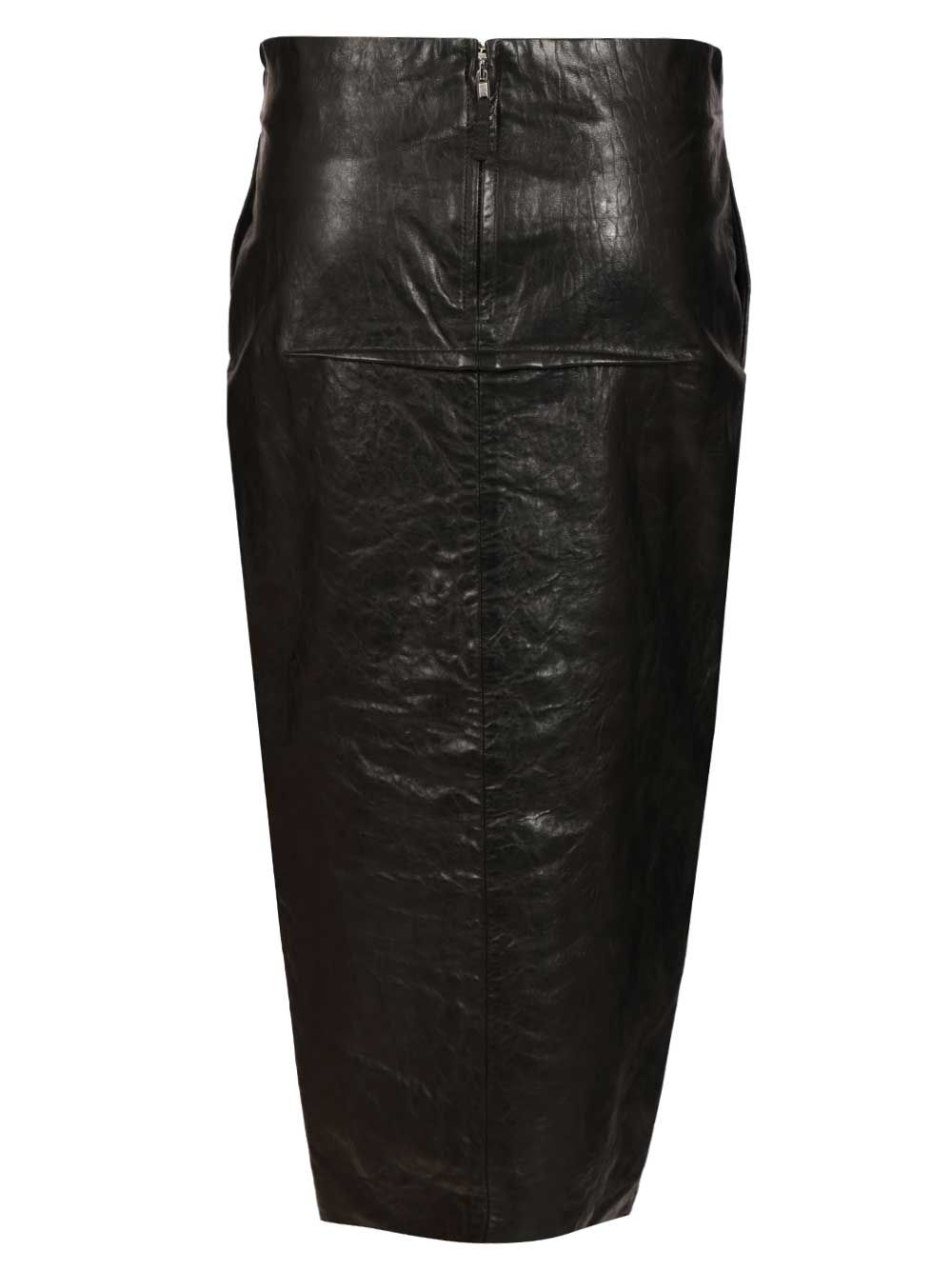 Rick Owens Leather Long Skirt Gonne - Nero | 53abc927d3bb9e917da3180d575df195bf01b106