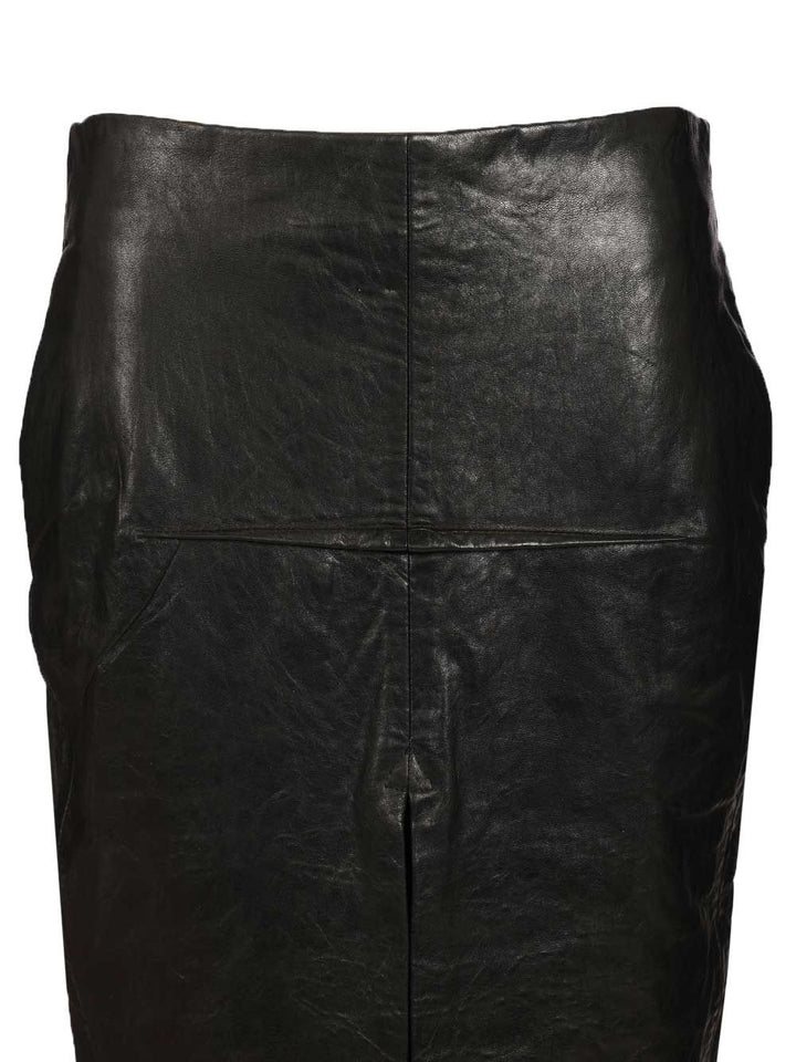 Rick Owens Leather Long Skirt Gonne - Nero | 24d03e3661c6ea19d2d4912f8005929b92c5e82a