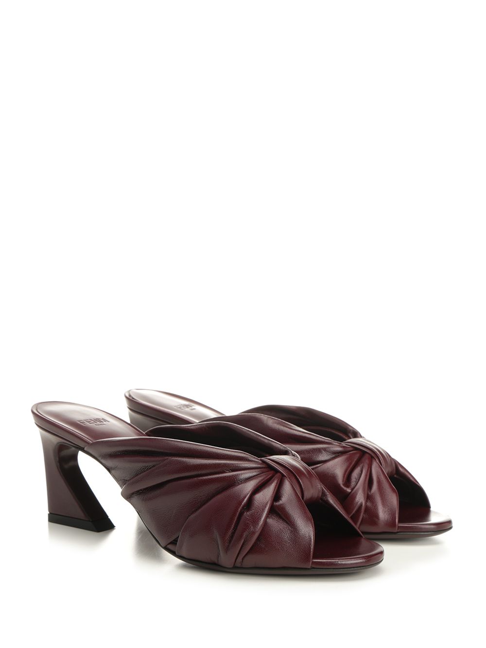 Fendi Slides In Shiny Nappa Leather Sandali - Marrone | 93d4a4bcac498d3ce115bd019efc51415a072177