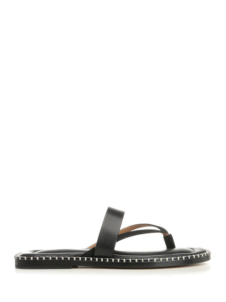 Dries Van Noten Leather Flip-Flops Scarpe basse - Nero | 2577fc6e8d09e72c9d52f11637a2a28b65e07f3a