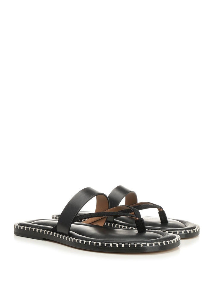 Dries Van Noten Leather Flip-Flops Scarpe basse - Nero | 263157b29b22fd3c63ab8877d707f677fc61f8e4