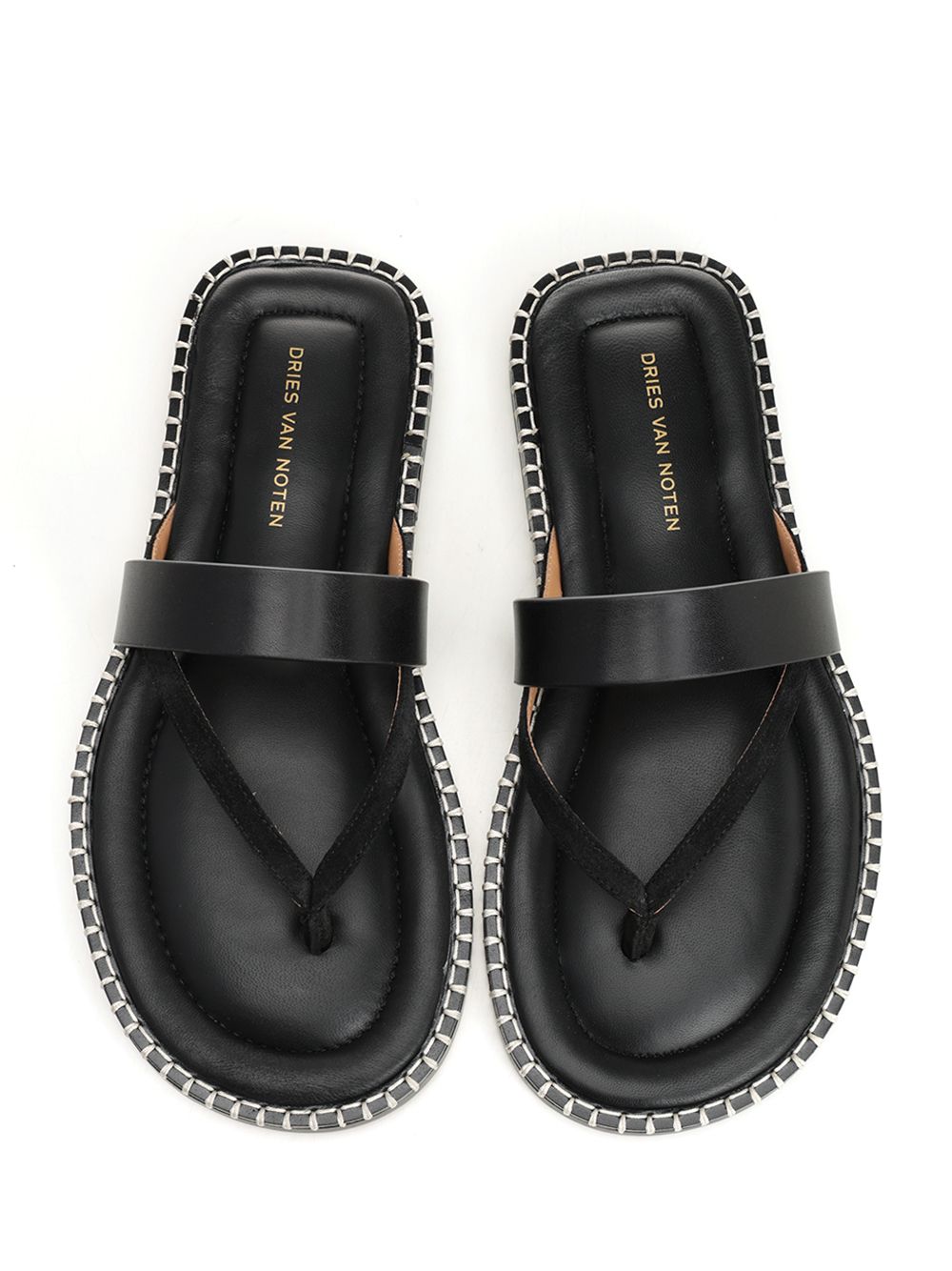 Dries Van Noten Leather Flip-Flops Scarpe basse - Nero | b153e4ecebe70c2a5ca8d38f54ef5b8c1fccee98