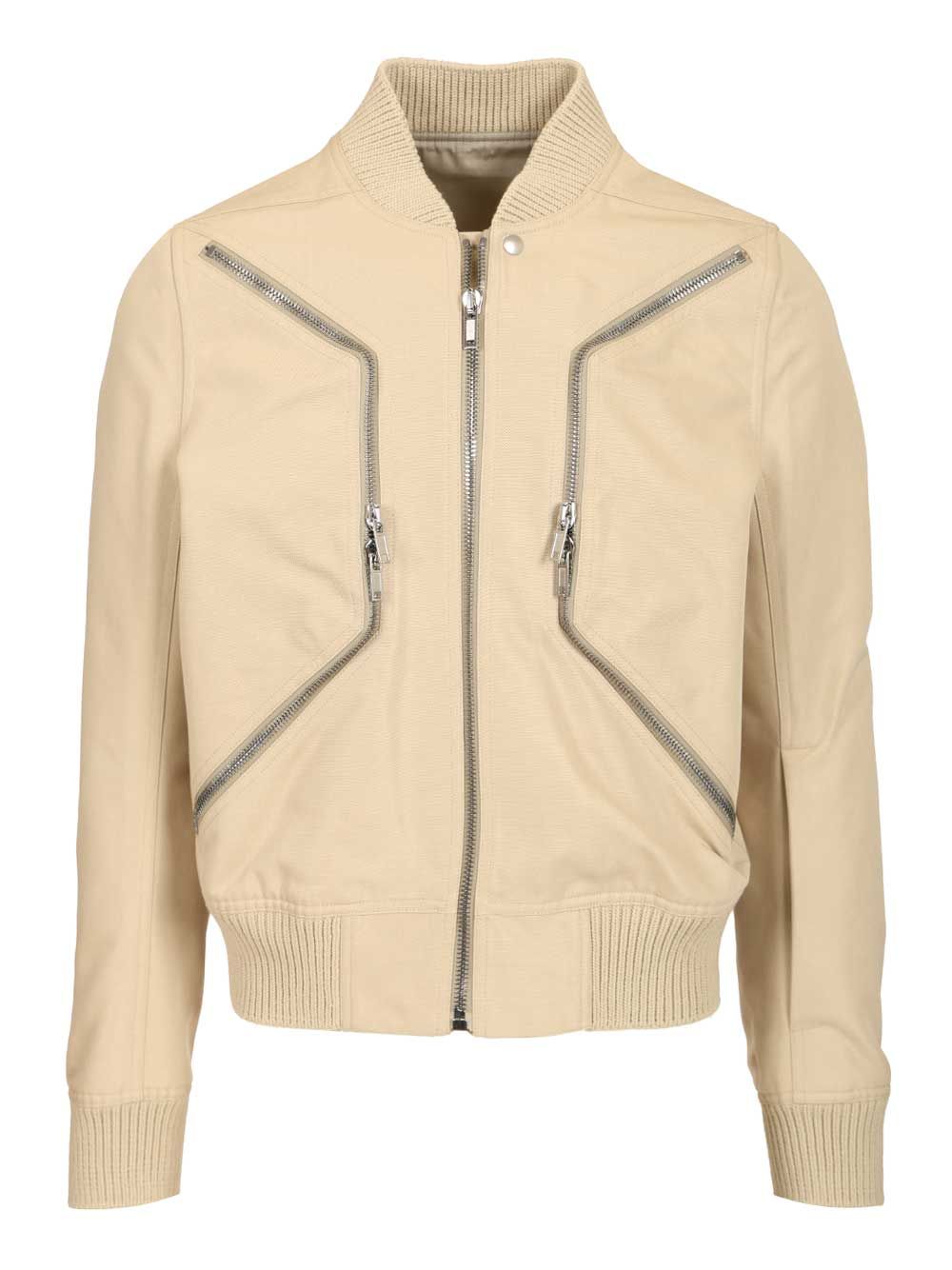 Rick Owens Heizer Flight Jacket In Organic Cotton Giacche - Beige | e474f00548589a66c361c6780f3ffd9b1ab4fb65