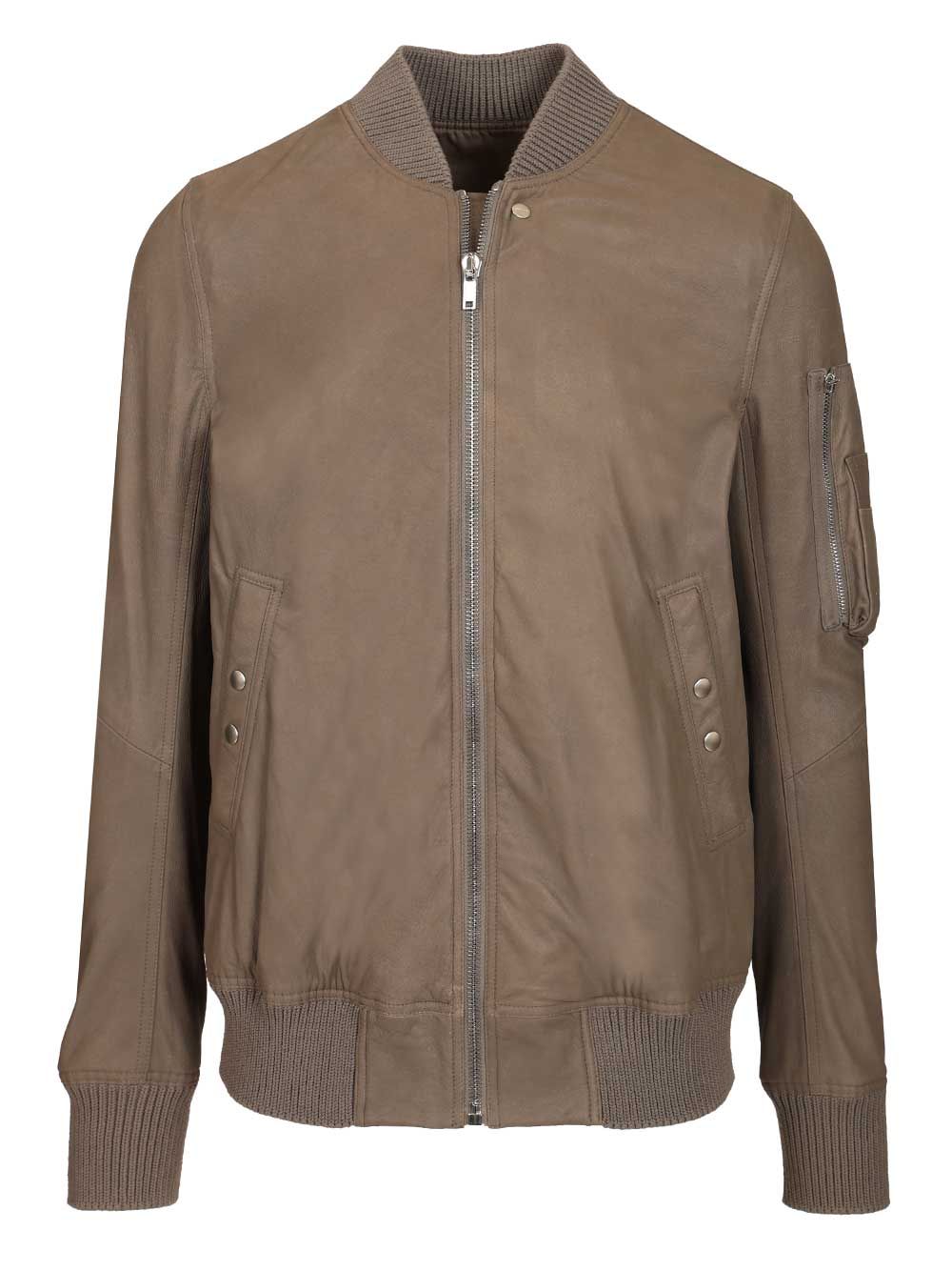 Rick Owens Aviator Leather Jacket Giacche - Beige | 1706be55aa2e430dc2646b55a2a73d6d06a470b6