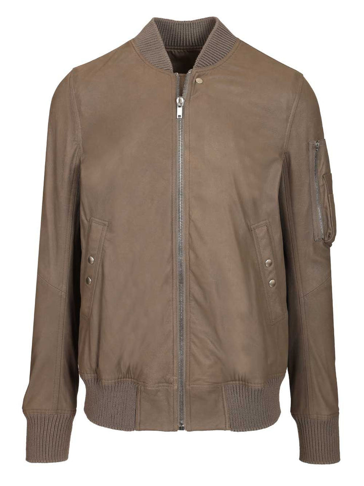 Rick Owens Aviator Leather Jacket Giacche - Beige | 1706be55aa2e430dc2646b55a2a73d6d06a470b6