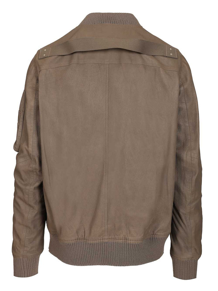 Rick Owens Aviator Leather Jacket Giacche - Beige | 29f38aad78bd57b879a271a182da32e941be0923