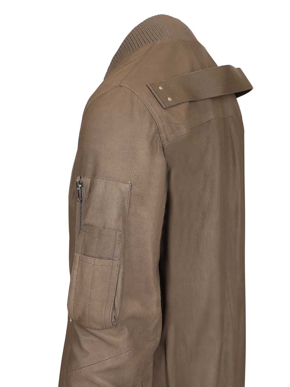 Rick Owens Aviator Leather Jacket Giacche - Beige | 5247853ce954e8b8543de58346a13735698a94d6