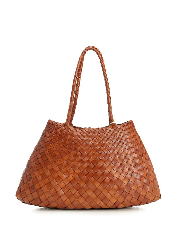 Santa Croce Big Tote Bag in Pelle Intrecciata Borse a Spalla e Tracolla Marrone