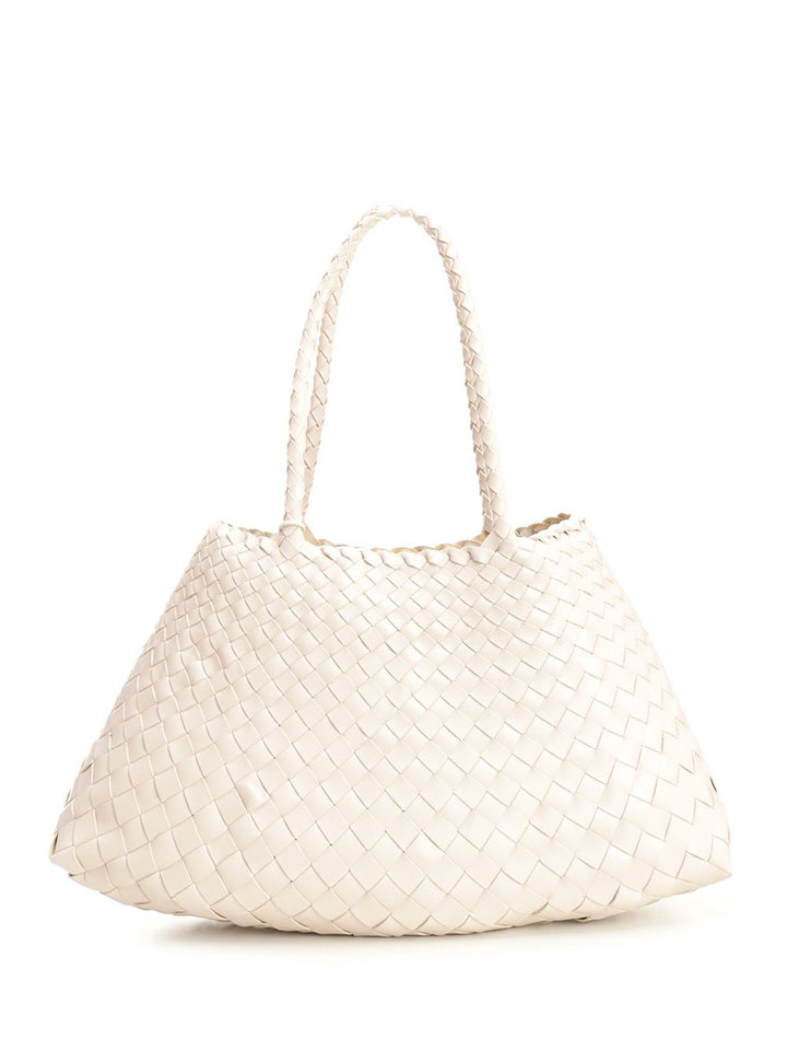 Dragon Diffusion Santa Croce Big Woven Leather Tote Bag Shoulder Bags - Bianco | 03fc4f3588026fb44559d11d9926f9b12891cfed