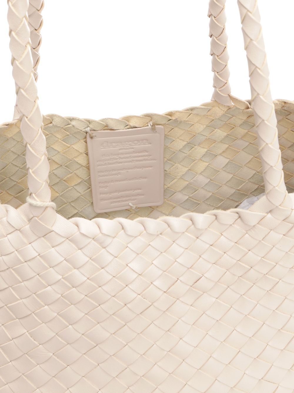 Dragon Diffusion Santa Croce Big Woven Leather Tote Bag Shoulder Bags - Bianco | 3873db9a21e7ce509cc989f73585a3fc6dcb1739