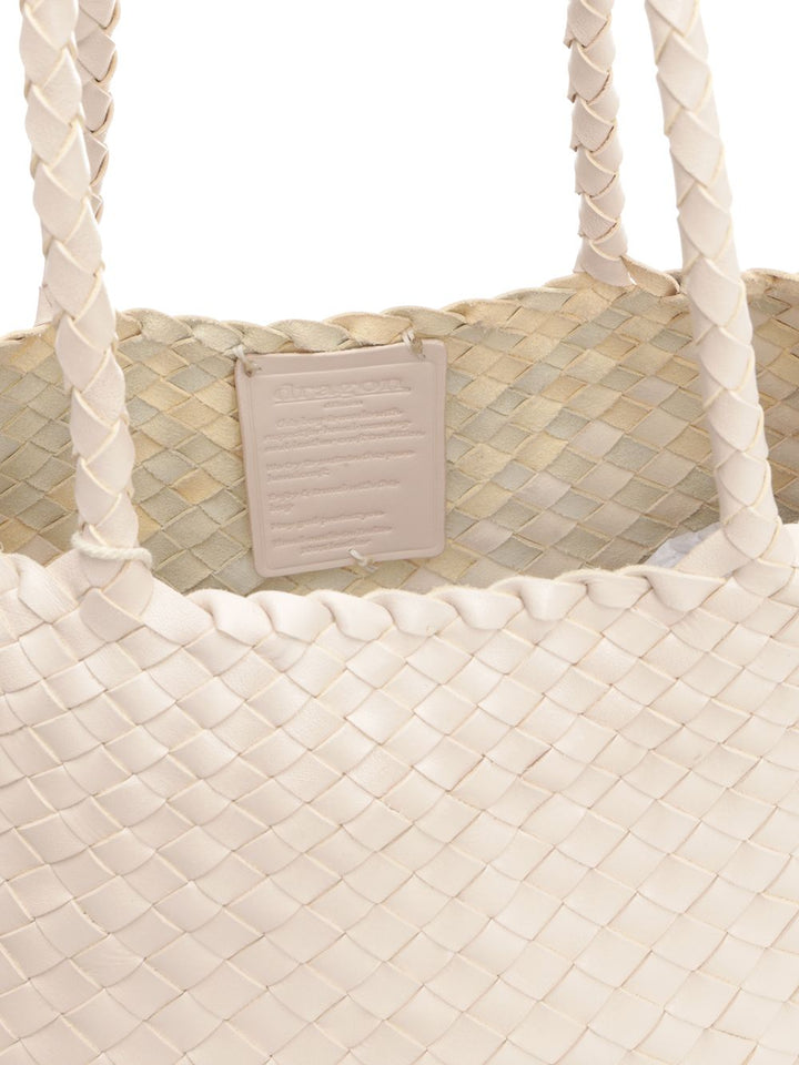 Dragon Diffusion Santa Croce Big Woven Leather Tote Bag Shoulder Bags - Bianco | 3873db9a21e7ce509cc989f73585a3fc6dcb1739