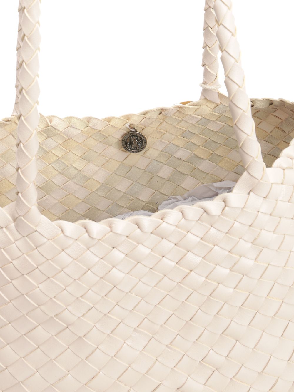 Dragon Diffusion Santa Croce Big Woven Leather Tote Bag Shoulder Bags - Bianco | 7f5aeab645fc2f9da92652c75b29036279911469