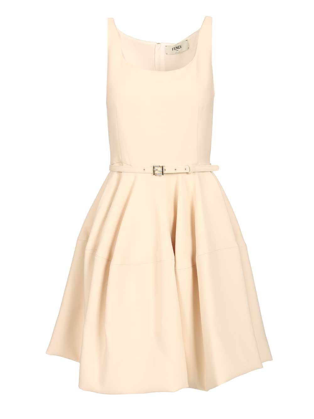 Fendi Mini Dress In Wool And Silk Blend Abiti - Beige | 5b2d64a3693ec62a683b1b21d1c385f1d55089d6